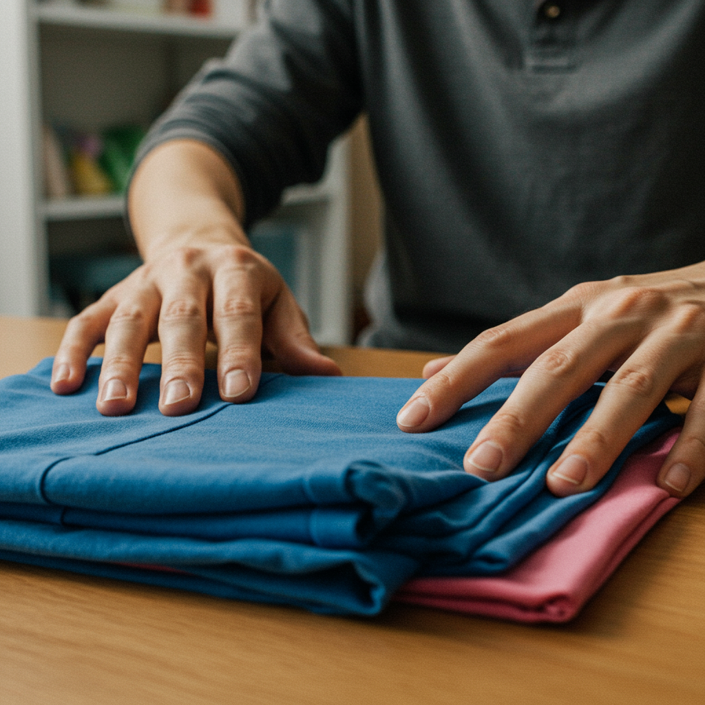 How to fold a T-shirt in 2 seconds (Japanese housewife method).