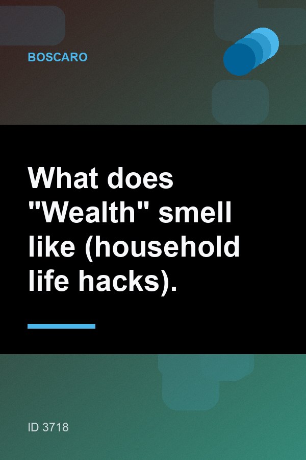 What does "Wealth" smell like (household life hacks).