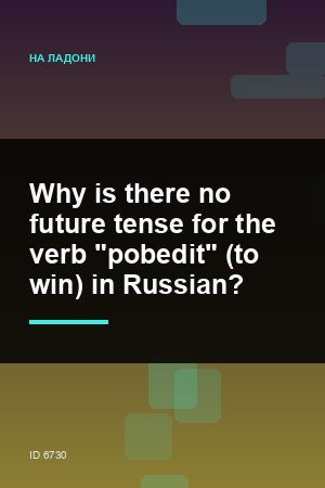Why is there no future tense for the verb "pobedit" (to win) in Russian? — 2:3